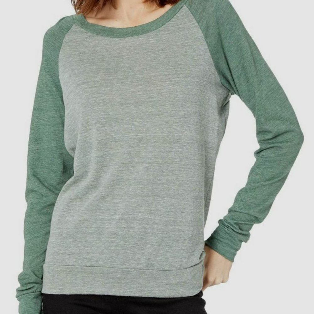 Alternative Apparel Green Eco-Heather Slouchy Pullover Sweatshirt Size Small